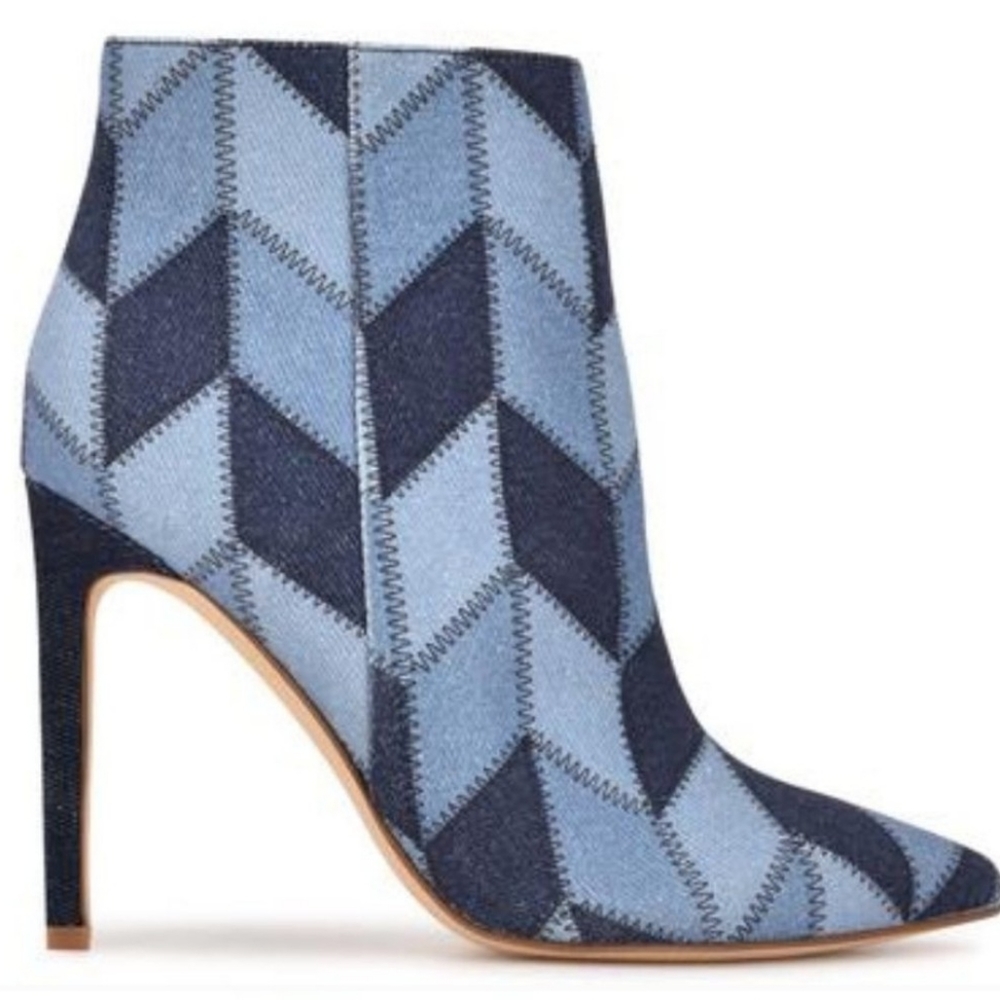 Nine West Denon Denim Patchwork Boots